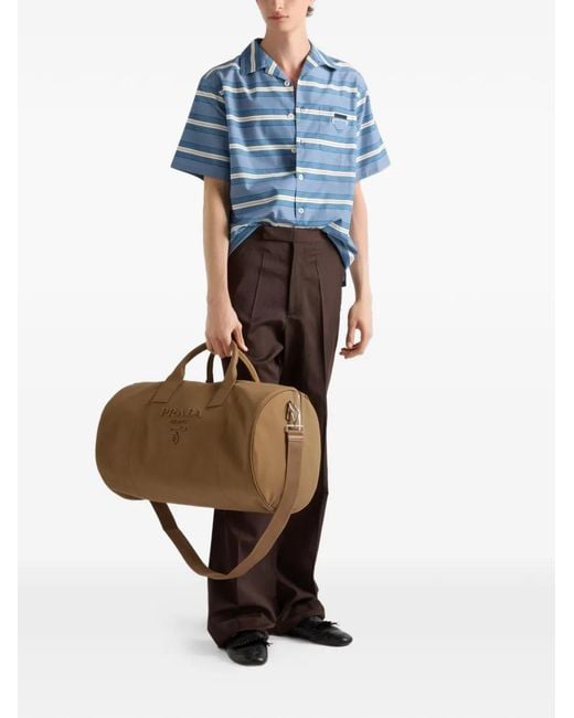 Prada Brown Canvas Duffle Bag