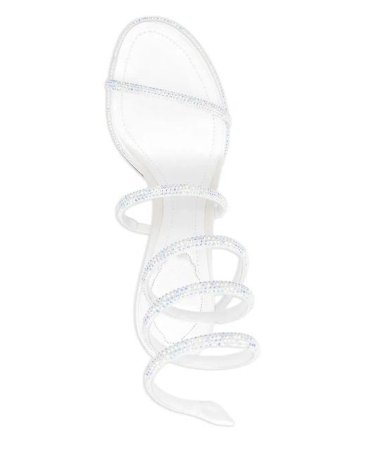 Rene Caovilla White Cleo Spiral-Embellished Sandals
