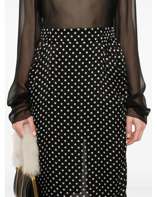 Saint Laurent Black Polka Dot Pattern Skirt