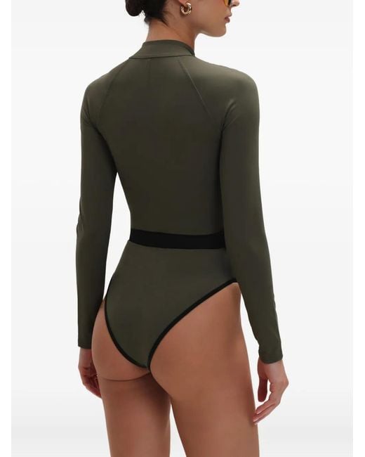 Noire Swimwear Green Long-Sleeve Swimsuit