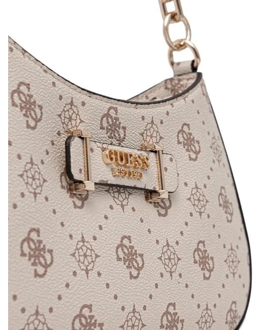 Guess White Monogram Chain Shoulder Bag