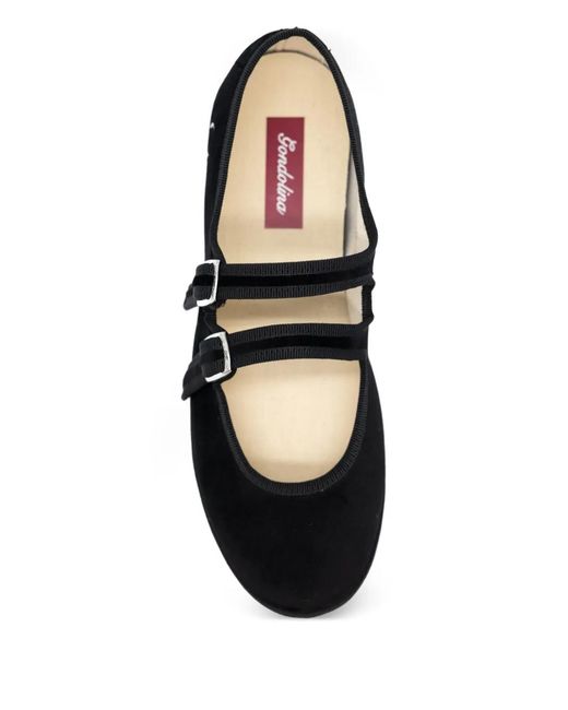 Gondolina Black Gondola Mary Jane Double-Lace Ballet Flats