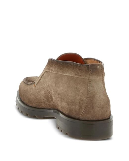 Santoni Brown Leather Slip-On Boots for men