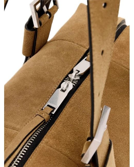 AllSaints Natural Ares Buckle-Detail Suede Shoulder Bag