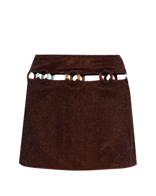 Oseree Brown Cut-Out Mini Skirt