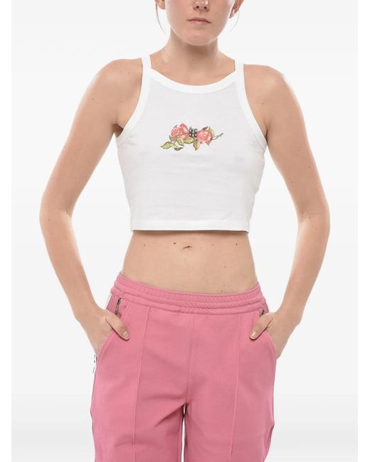Givenchy White Graphic-Print Cropped Top
