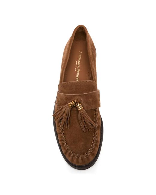ADRIANNA FERETTI Brown Tassel-Detail Loafers