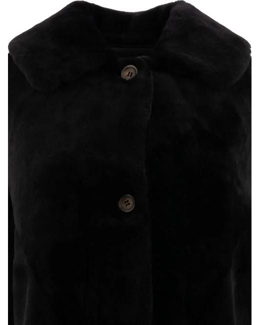 B&W Black Button-Fastening Coat