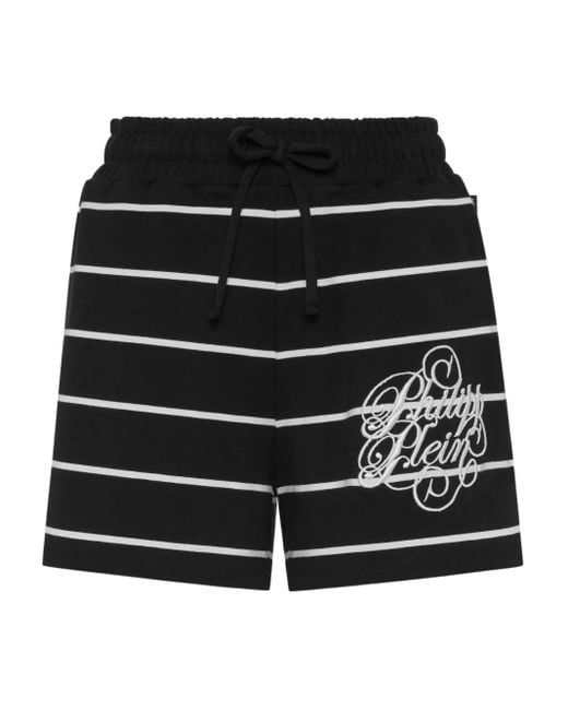 Philipp Plein Black Striped Shorts