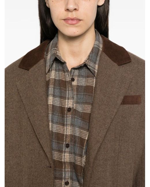 ELEH Brown Corduroy-Trim Blazer