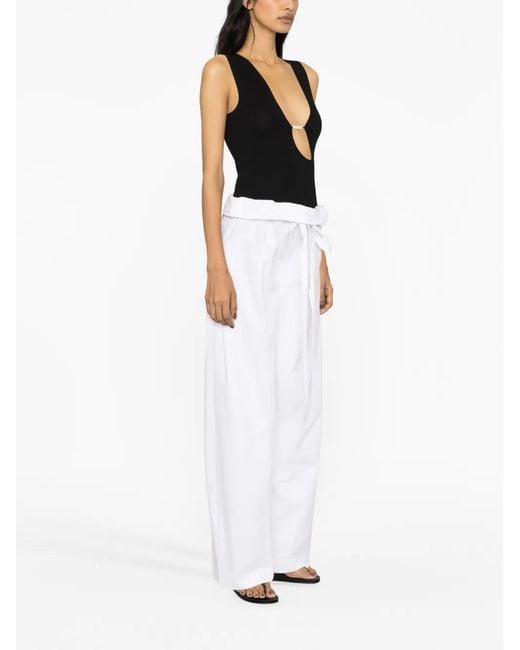 Matteau White Drawstring-Waist Wide-Leg Trousers