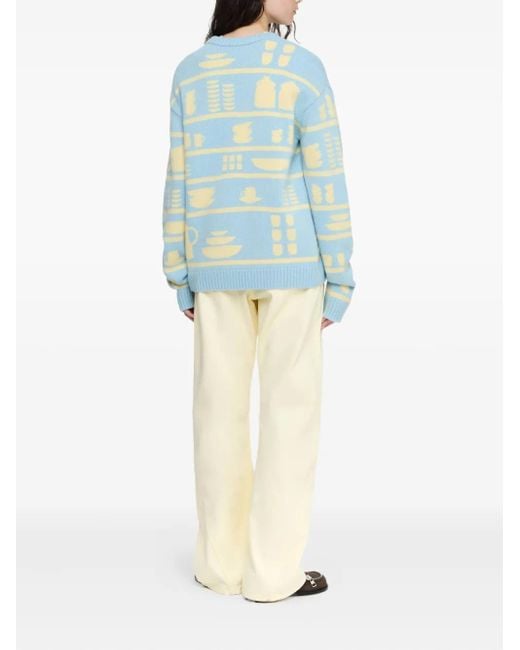 J.W. Anderson Blue Crockery-Jacquard Jumper