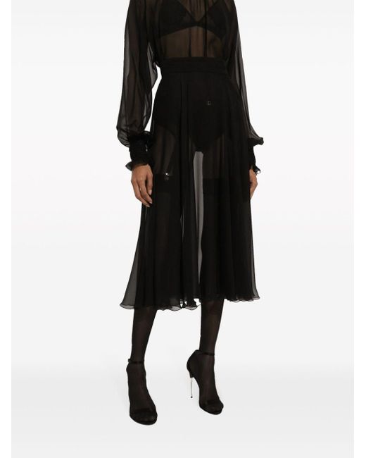 Jupe mi-longue à plis Dolce & Gabbana en coloris Black