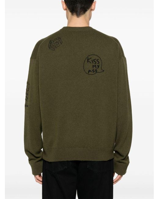 Zadig & Voltaire Green Graffiti-embroidery Knitted Jumper