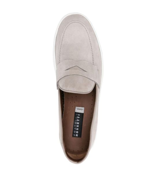 Fratelli Rossetti White Penny-slot Suede Loafers for men