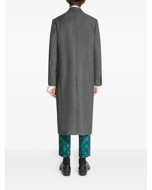 Dries Van Noten Gray Double-Breasted Wool Coat for men