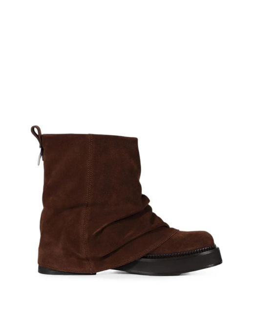 The Attico Brown Robin Layered Ankle Boots