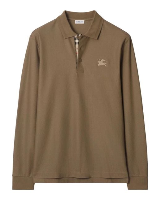 メンズ Burberry ロングスリーブ ポロシャツ Brown