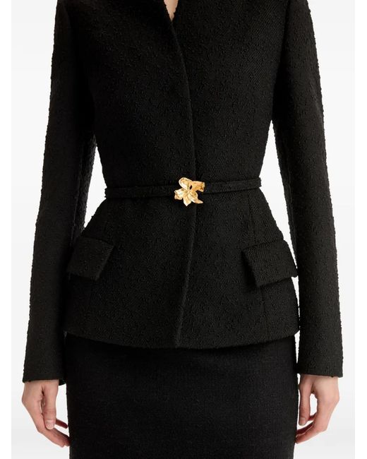 Oscar de la Renta Black Belt Tweed Jacket