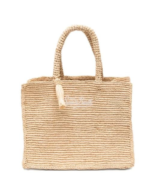 Mc2 Saint Barth Natural Embroidered Raffia Beach Bag