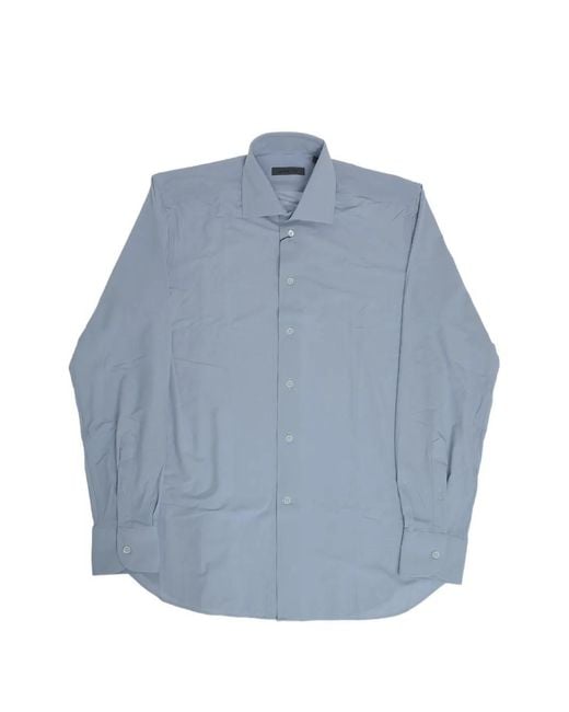 Corneliani Blue Wrinkle-Free French-Collar Shirt for men