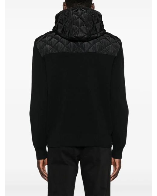 HUGO Black Quilted-Pockets Hooded Jacket for men