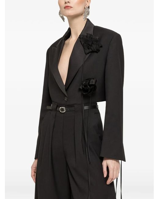 Nissa Black Pleated Wide-Leg Trousers