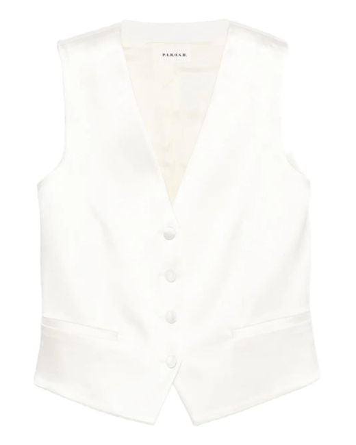P.A.R.O.S.H. White Button-Fastening Waistcoat