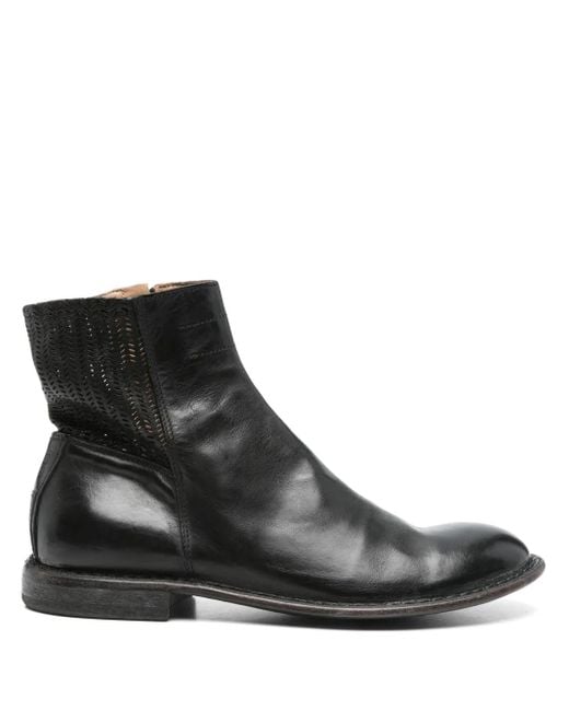 Moma Black Leather Ankle Boots