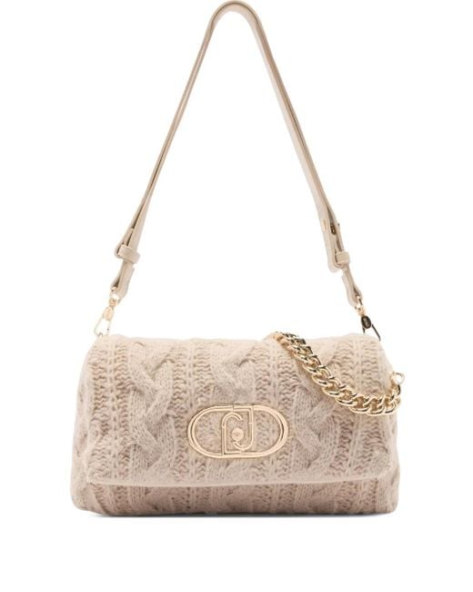 Liu Jo Natural Medium Lapuffy Cable-Knit Cross Body Bag