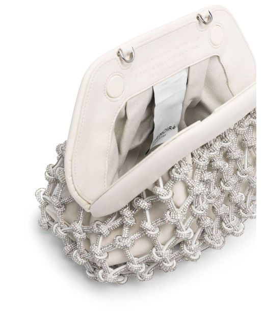 THEMOIRÈ White Tia Knots Rhinestone-embellished Clutch Bag