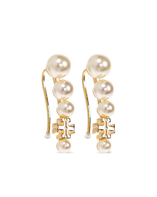 Tory Burch White Pearl Ear Crawler Ohrringe