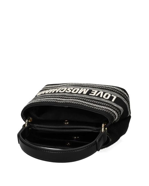 Love Moschino Black Logo-Embroidered Tote Bag