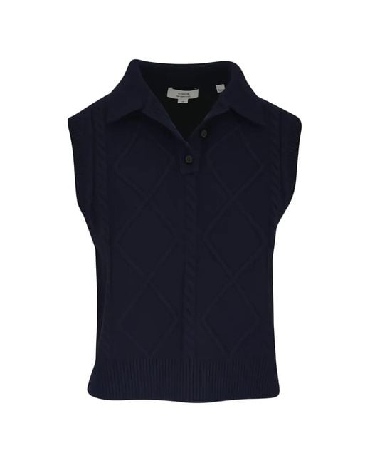 Vince Blue Cable-Knit Knitted Vest