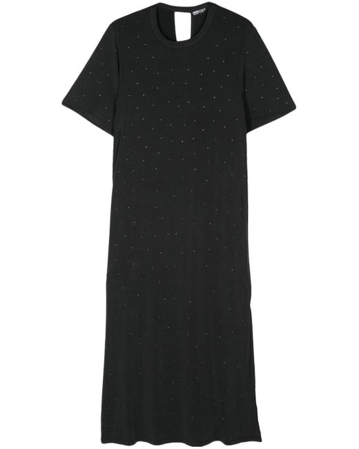 Bimba Y Lola Black Crystal-embellished T-shirt Midi Dress