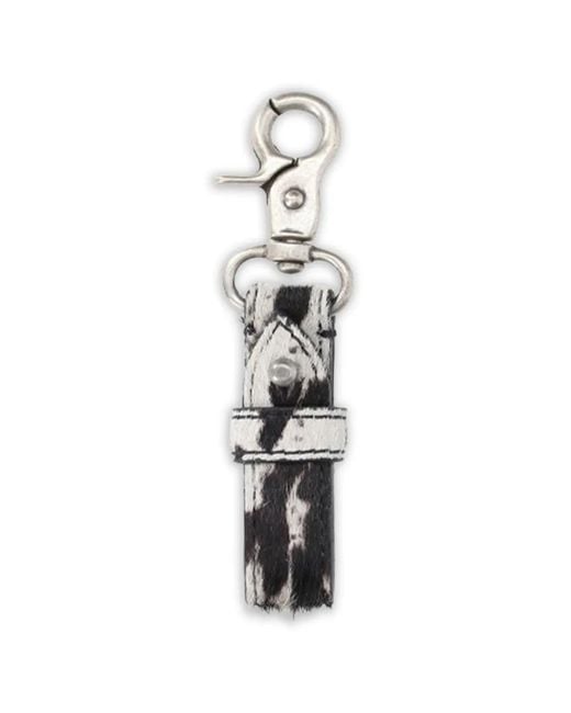 Represent White Cowhide Keyring for men