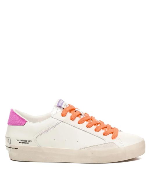 Crime London Pink Lace-Up Calfskin Sneakers