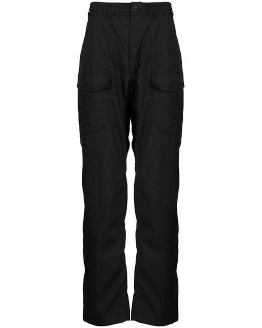 White Mountaineering Black Elasticated Waist Straight-Leg Trousers for men