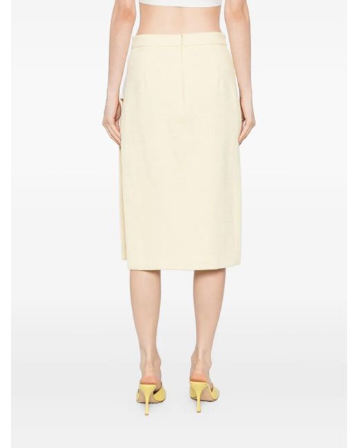Elisabetta Franchi Natural Diamond-Embellished Tweed Skirt