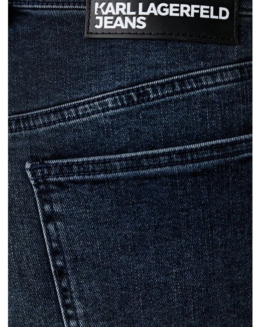 Karl Lagerfeld Blue Logo-Patch Straight-Leg Jeans