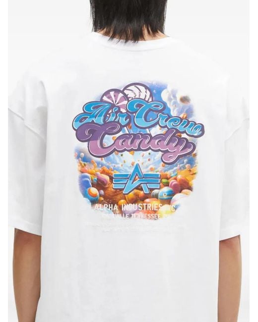 Alpha Industries White Graphic T-Shirt for men