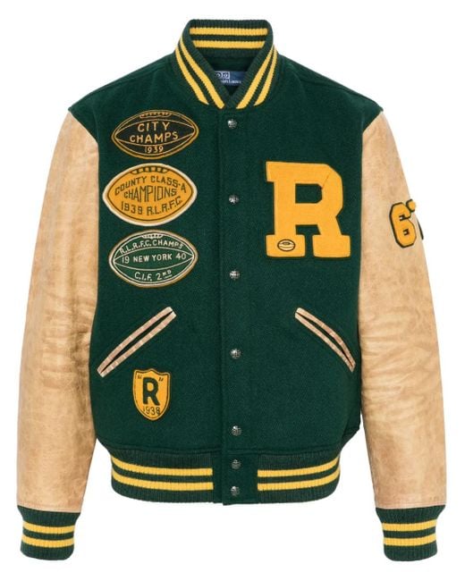 Polo Ralph Lauren Green The Iconic Letterman Varsity Jacket for men