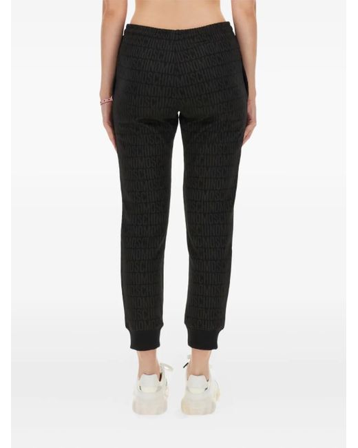 Moschino Black Monogram-Print Track Pants