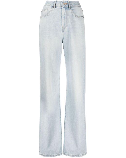 John Elliott Blue Paisley High-rise Wide-leg Jeans