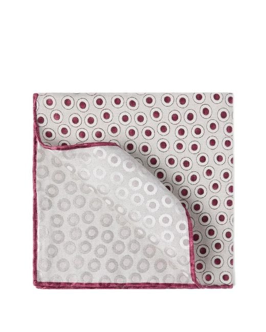 Brunello Cucinelli Gray Polka Dot Silk Pocket Square Scarf for men