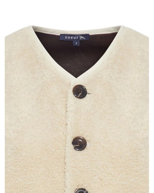 Soeur Natural Fusil Buttoned Fleece Waistcoat