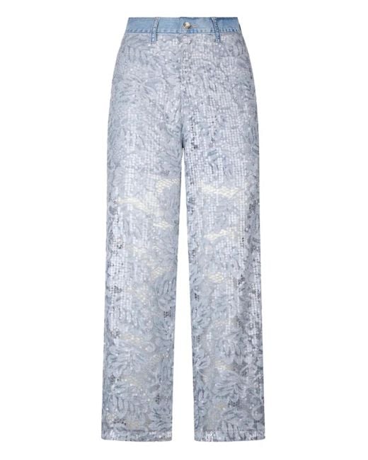 Liu Jo Jeans Met Bloemenkant in het Blue