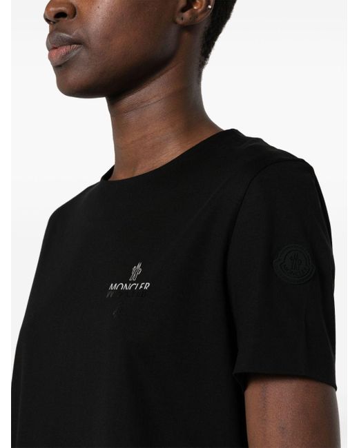 Moncler Black T-Shirt mit Logo-Print