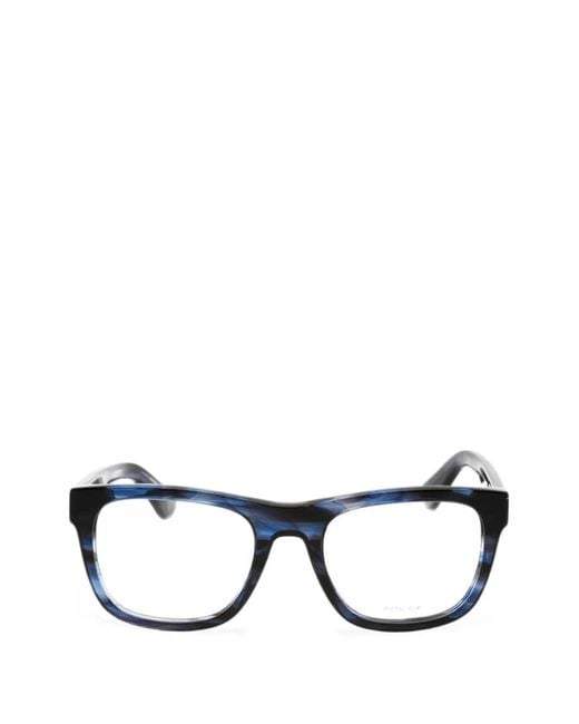 Police Black Rectangle-Frame Glasses for men