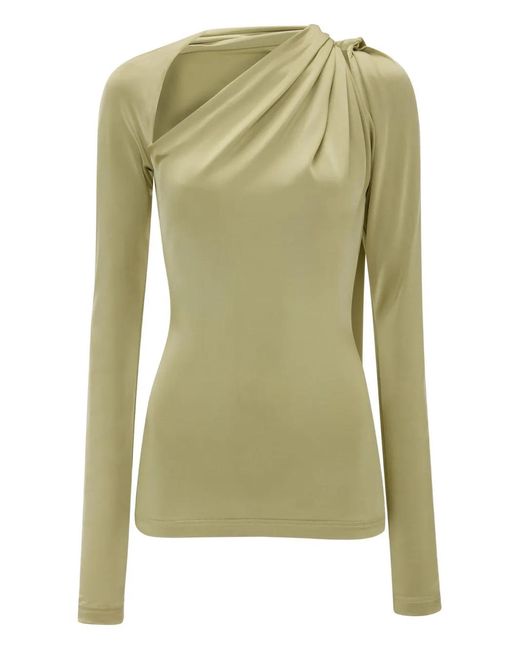 Victoria Beckham Green Draped-Neck Top